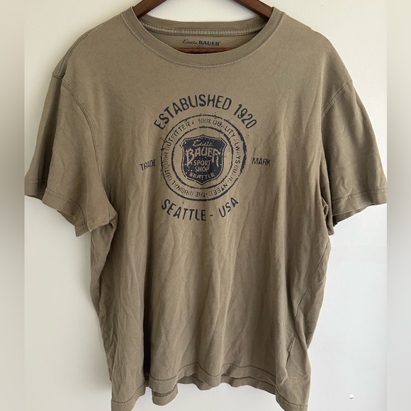 Vintage Eddie Bauer Men's Taupe Graphic Tee Large - Picture 1 of 6